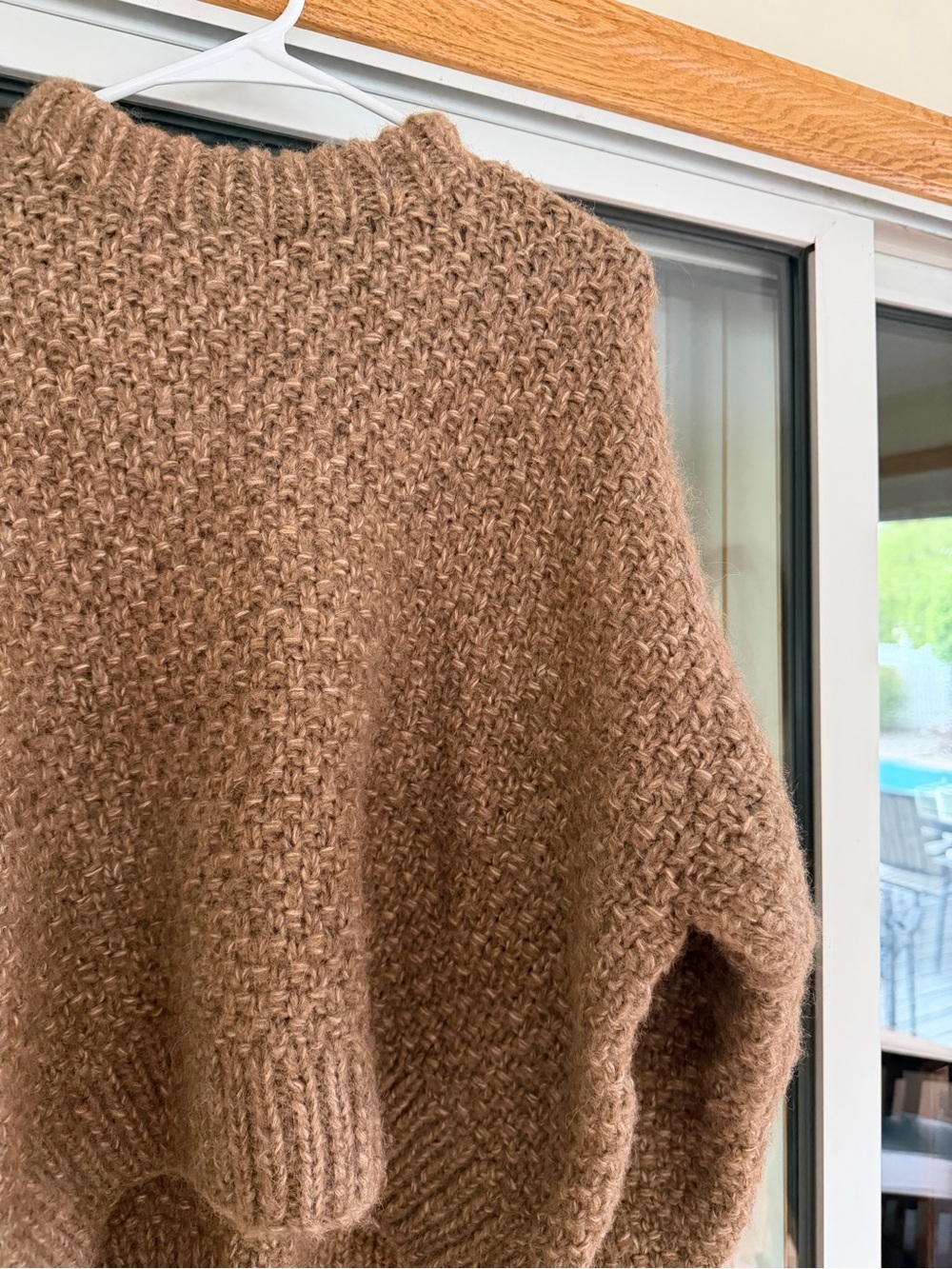OZMA Chunky Gia Scoop-Neck Alpaca Pullover in Warm Brown (Birch) - Picture 2 of 5